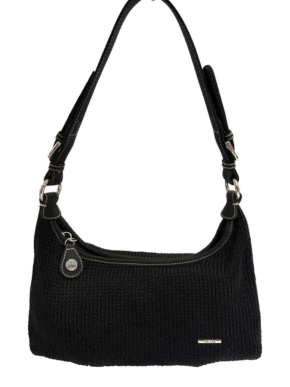 The Sak Black Crochet Shoulder Bag Knit Purse